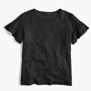 J. Crew Linen Flutter Sleeve T-shirt Tee (Large)